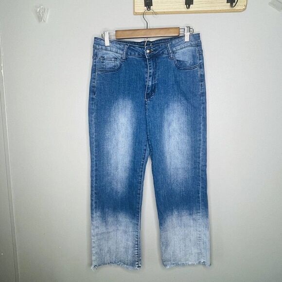 Crazy Train women’s size 13 high rise color fade distressed hem jeans - Picture 1 of 5